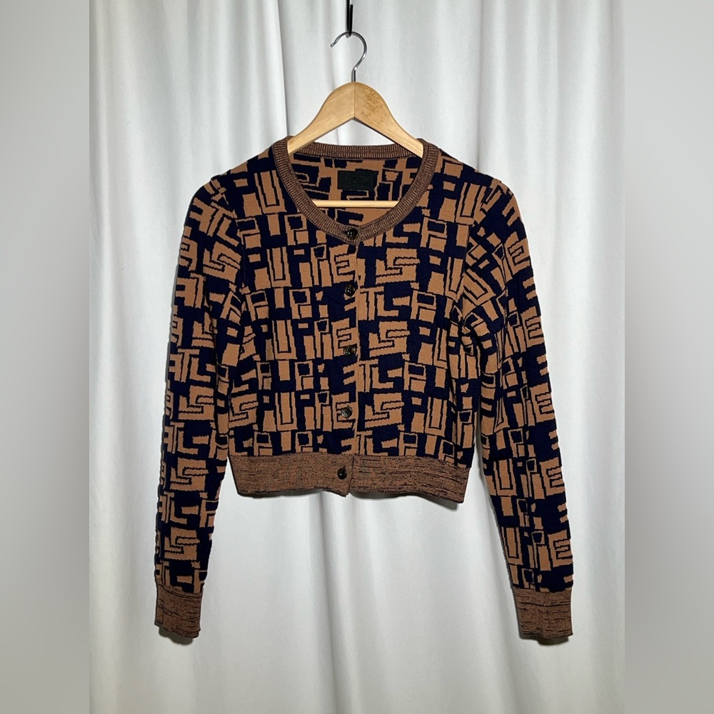 PUPPETS AND PUPPETS Jacquard Logo Cropped Cardigan | M